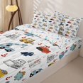 thumbnail image 3 of Metsweet Cute Dinosaur Zipper Twin Comforter Sets with Fitted Sheet and 2 Pillowcases, Cartoon Construction Truck Zipper Bedding Set,4-Piece, 3 of 6
