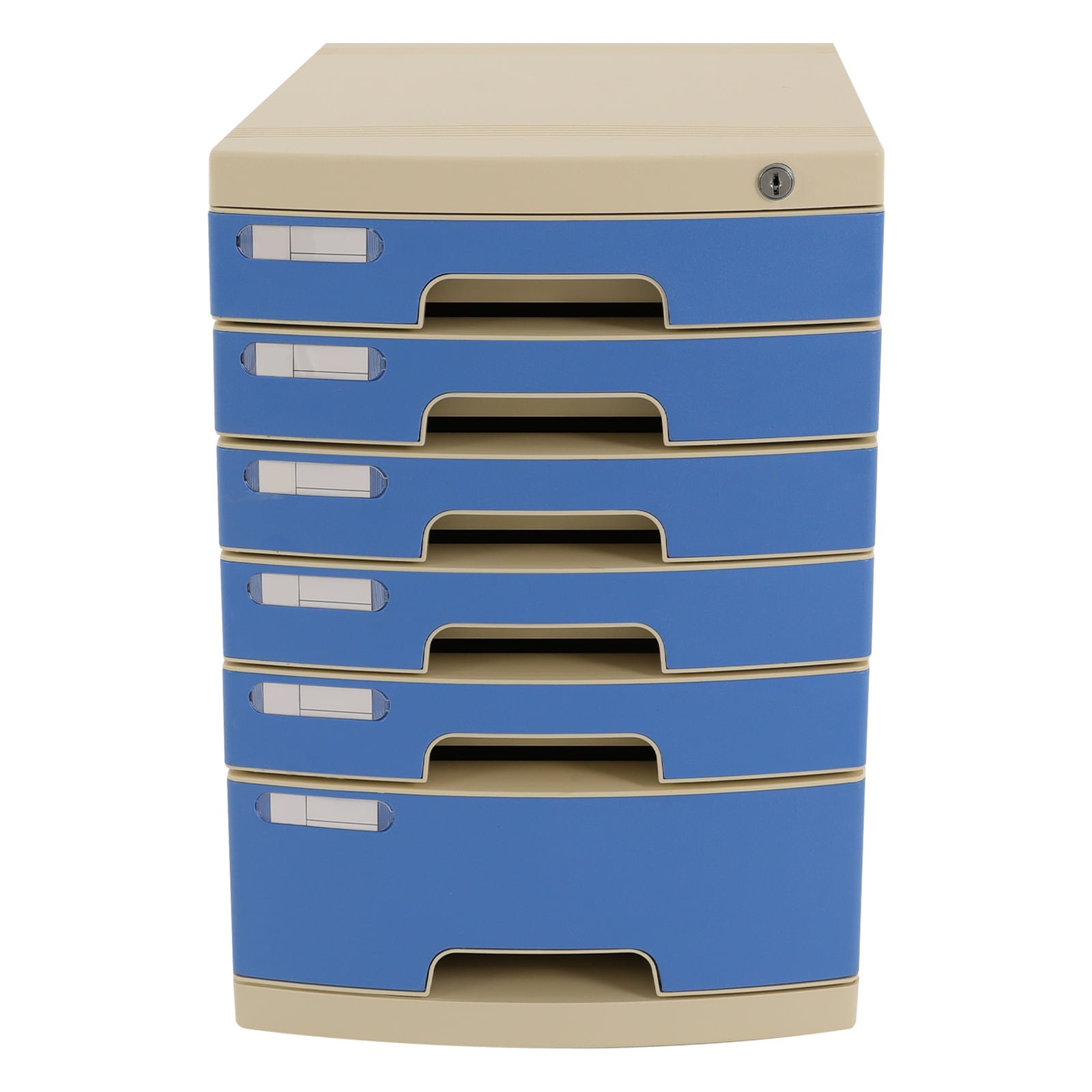 6-Tier Office Document Organizer Plastic Desktop Organizer with Lockable Drawers Office Supplies Filing Tidy Storage Shelf Flat File Cabinet Jewelry Organizer Storage Cabinet