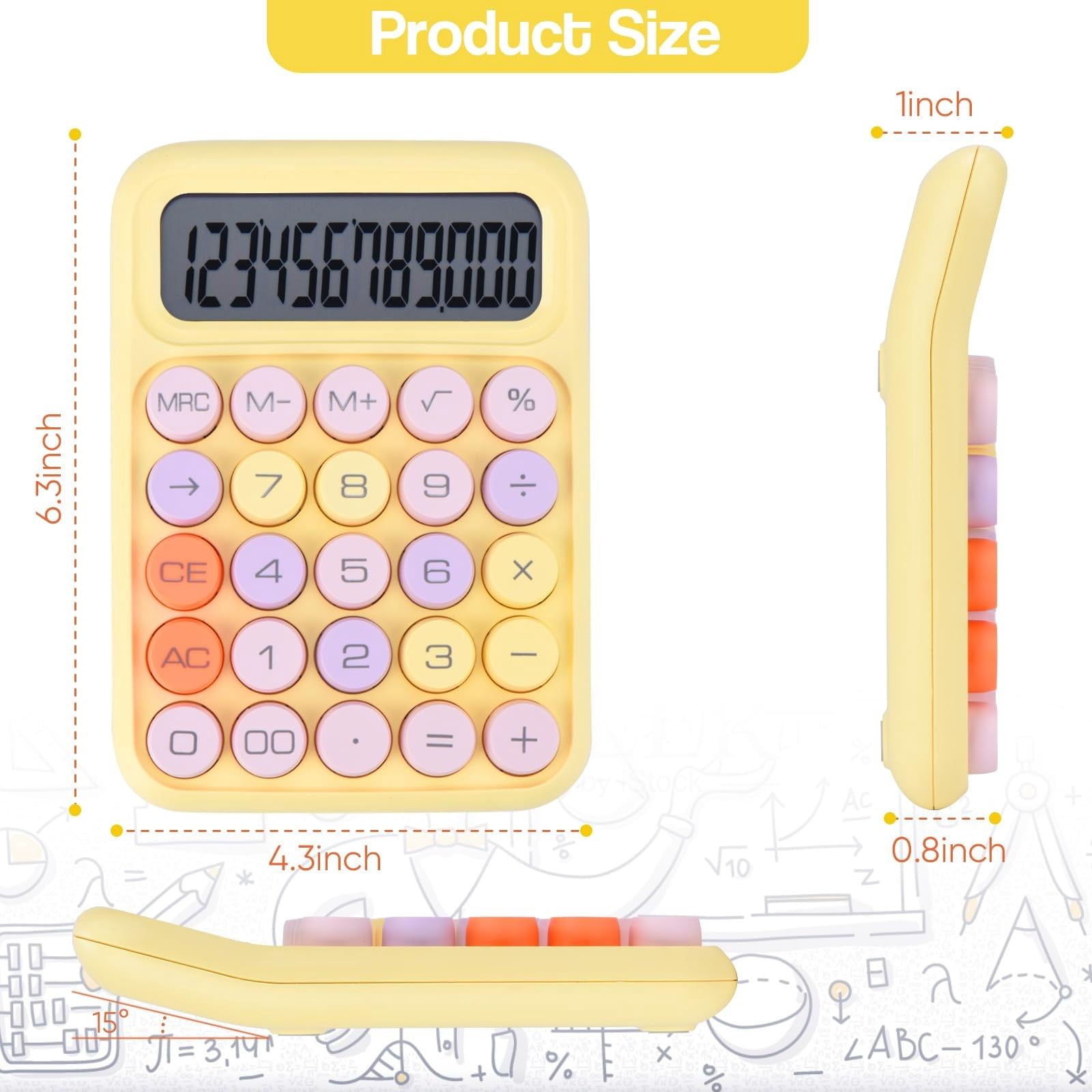 Clearance Office cabinet under $6,Creative Colorful Candy Colored Electronic Calculator 12 Digit Large LCD Display And Big Round Buttons Typewriter Mechanical Key Calculator For School Home 1PC