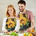 thumbnail image 5 of Black Sunflower White Flower Pattern Apron-Garden Aprons for Women with Pockets-Cotton Linen Waterproof Kitchen Cooking Gardening Aprons Adjustable for Kitchen,Cooking,BBQ and Salon 33x27 Inch, 5 of 7