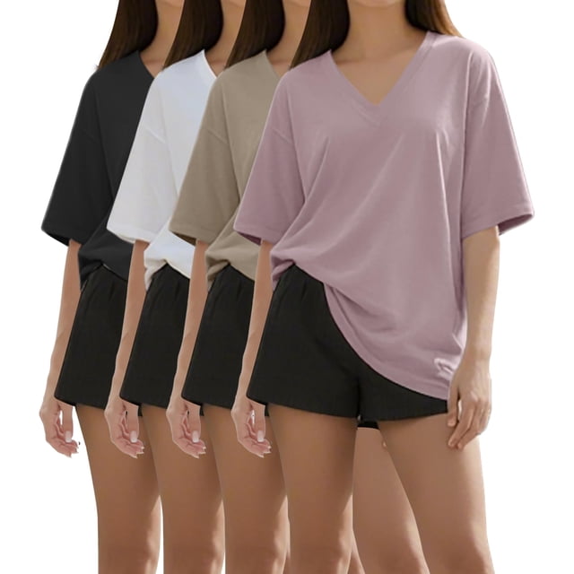 Camisetas Kinglaman, paquete de 4, oversize, tallas grandes, holgadas, talla L