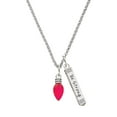 thumbnail image 1 of Delight Jewelry Silvertone Christmas Lights - Hot Pink Resin Silvertone Be Strong and Courageous Bar Charm Necklace, 23", 1 of 4