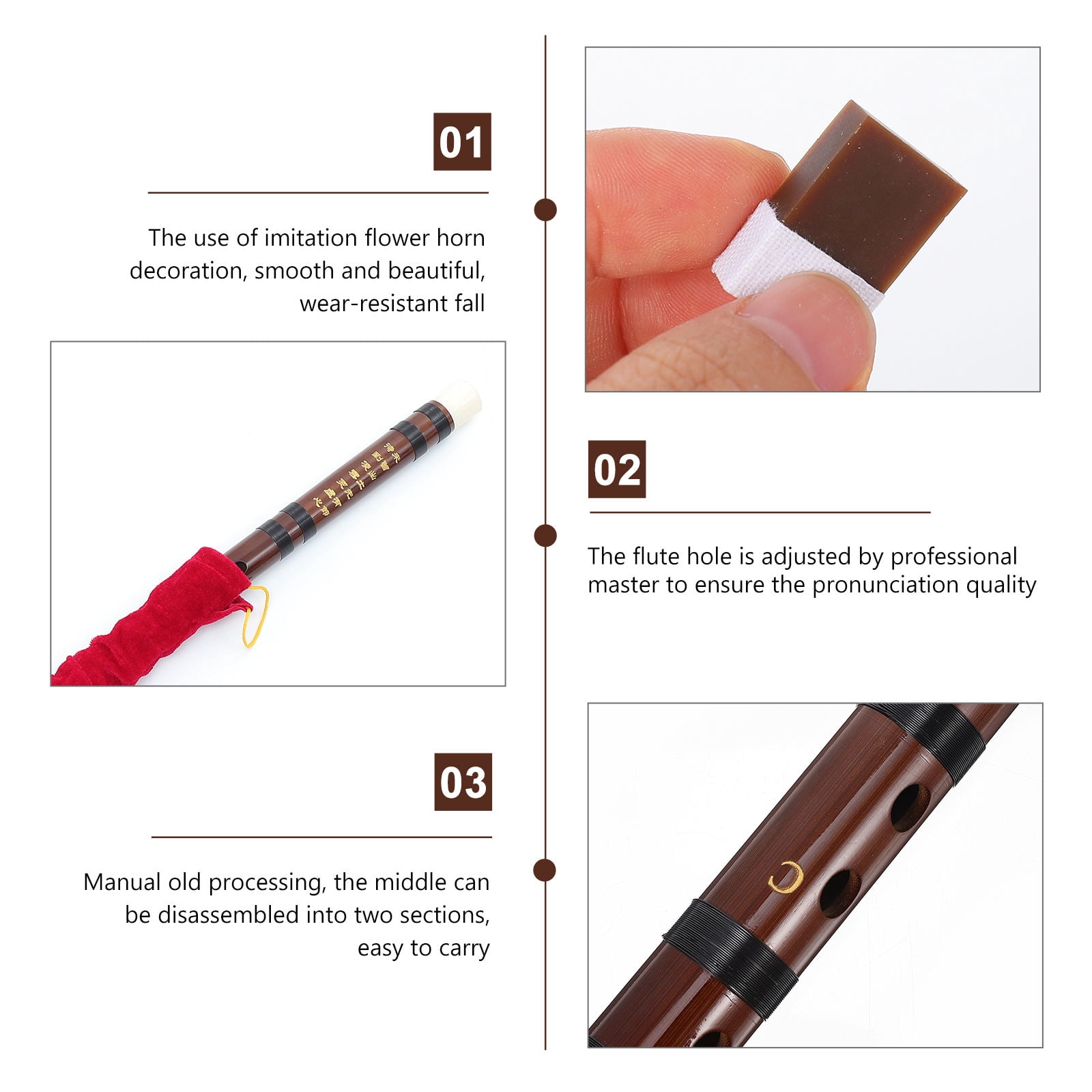 LABRIMP Chinese Flute Bamboo Portable for Beginners Performance 2 Sets