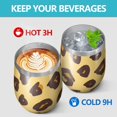 thumbnail image 4 of 12oz Stemless Wine Tumblers Yellow and Brown Of Leopard Print Vacuum Insulated Stainless Steel Travel Tumbler Cups Mug with Lid and Straw for Champaign,Cocktail,Beer with Cleaning Brush, 4 of 5