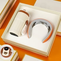 Neck Massager and Coffee Cup with Gift Boxes, Neck Massager with Heat, 2026 New Portable LED Temperature Display Water Bottle, Gifts for Family Friends Women Men, Under 50 Dollars!(Orange)