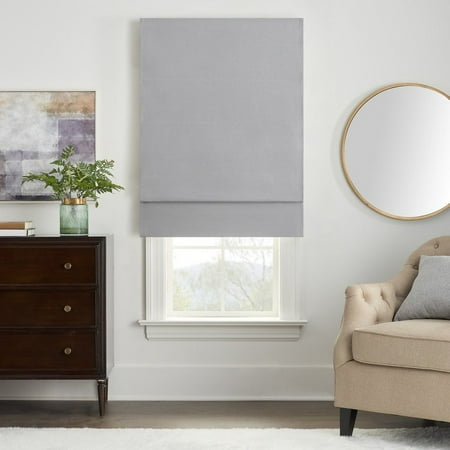 

Eclipse Eclipse Faux Silk 100% Total Blackout Cordless Roman Shade27x64-Grey