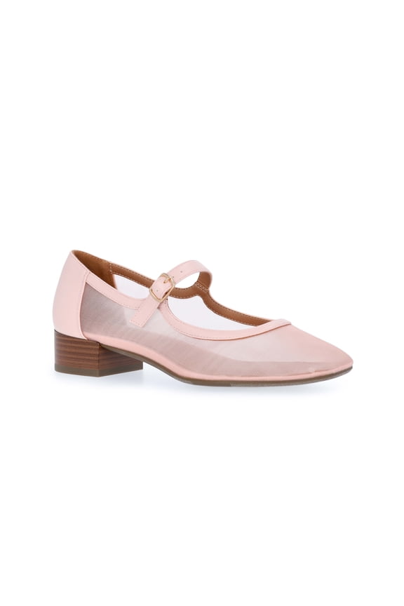 Women's Mesh Block Heel Mary Jane Shoes