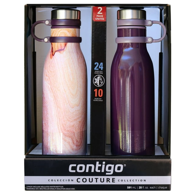 Contigo Couture Matterhorn Stainless Steel Water Bottles, 20 oz, 2 Count