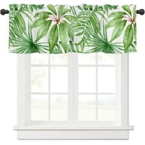 Tropical Palm Leaves Kitchen Curtain Valance, Window Curtain Valance Rod Pocket, 1 Panel Small Valances Window Treatment for Bathroom Living Room Cafe (54x18 inch, Green Plant)