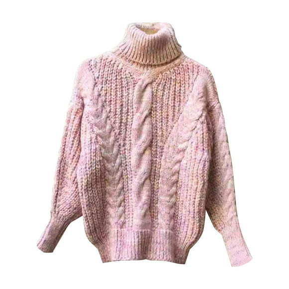 TJAZFJPA Short Sleeve Sweater Women's Turtleneck Floral Pattern Long Sleeve Sweater Loose Fit Thick Knit Pullover Womens Pullover Sweaters Long Sleeve for Work Womens Sweater