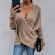 thumbnail image 1 of Puntoco suéter moda mujer Color sólido manga larga Pullove camisa con cuello en V suéter tops liquidación de Navidad Puntoco Puntoco-2102, 1 of 1