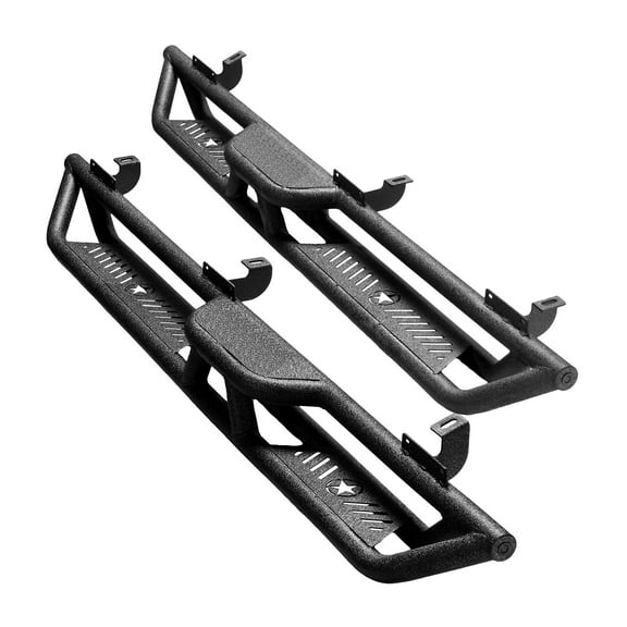 KFFKFF 6-Inch Side Steps for 2007-2018 Jeep Wrangler JK 4-Door, Black Carbon Steel Nerf Bars with 550 lbs Capacity, Non-Slip Hollow Design and Corrosion-Resistant Coating