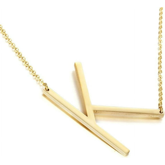Sideways Initial Necklace 18K Gold Plated Stainless Steel Large Big Letters Pendant Necklace Script Name Monogram Necklaces For Women[o1140]