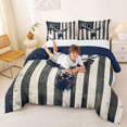 thumbnail image 3 of Manfei Wild Animal Full Size Comforter Sets,Retro American Flag Bedding Comforter Set,Black White,Navy Blue Reversible,3-Piece,1 Comforter and 2 Pillowcases, 3 of 7