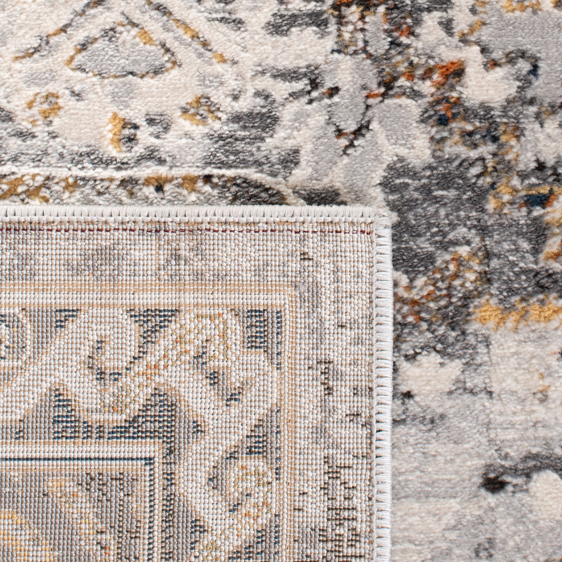 SAFAVIEH Alhambra Leptis Floral Bordered Area Rug, Grey/Cream, 6'7" x 6'7" Square