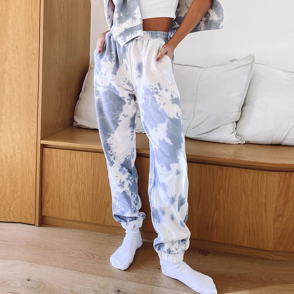 RKSTN Womens Pants Fashion Daisy Tie-dye Printing Sweatpants