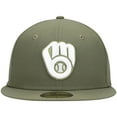 thumbnail image 2 of Men's New Era Olive Milwaukee Brewers White Logo 59FIFTY Fitted Hat, 2 of 6
