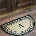 thumbnail image 2 of First Impression Half Round Leaf Border Monogrammed Outdoor Door Mat, 2 of 4