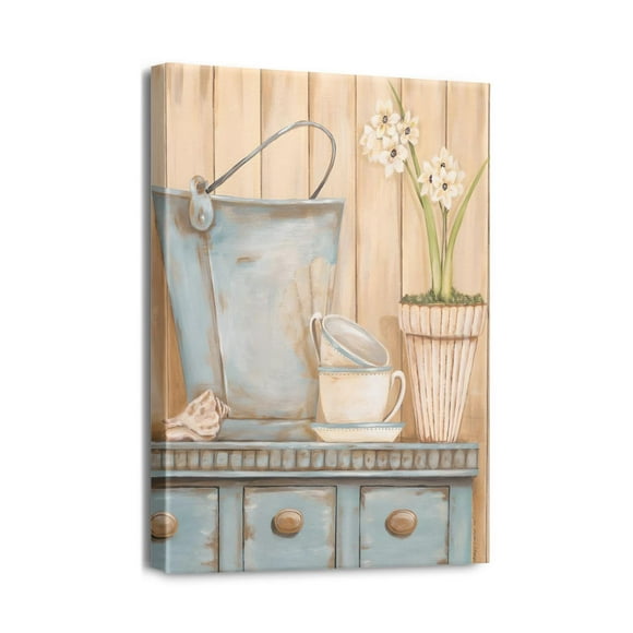 Art Mural Floral Dramatique pour Salle de Bain 12x16 Pouces Impressions sur Toile avec Serviette de Bain de Ferme, Parfait pour la Décoration et la Rénovation