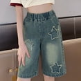 thumbnail image 6 of Ruyang Girls Baggy Jeans Shorts Y2k Hip Hop Streetwear Denim Shorts Unisex Kid Vintage Fashion Bermuda Jorts Star Embroidery Clothes, 6 of 7
