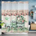 thumbnail image 6 of No Hook Shower Curtains with Snap-in Liner Set, Eucalyptus Trucks Waterproof Hotel Style Bathroom Shower Curtain, Spring Rustic Floral Wooden Burlap Breathable Mesh Top Window Bath Curtains 72''x72'', 6 of 9