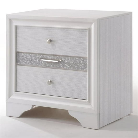 Bowery Hill Square Wood 3-Drawers Bedroom Nightstand in White