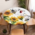 thumbnail image 5 of Watercolor Sunflower Leaf Elastic Fitted Round Table Cover Spring Floral Waterproof Outdoor Tablecloth for Holiday Party, Picnic, Patio & Dining Fits Tables Up to 36"-44", 5 of 8