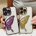 thumbnail image 4 of Compatible with iPhone Case,Glitter Electro Plated Butterfly Liquid Sand Clear Camera Lens Protection Soft Shockproof Cover Phone Case (Green,iPhone 12 Pro), 4 of 5