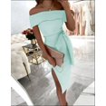 thumbnail image 4 of Robes d'Invité de Mariage pour Femmes Robe d'Été Unie Col Bateau Fendue pour Invité de Mariage Robe pour Femmes 2022, 4 of 5