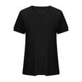 thumbnail image 5 of Jewelreauty Women V Neck Tunic Tops Casual Ruched Short Sleeve Loose Blouses Summer Solid Tee Shirts (XL, Black), 5 of 6