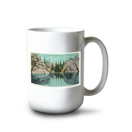 

15 fl oz Ceramic Mug Custer State Park South Dakota Reflection View on Sylvan Lake Vintage Halftone Dishwasher & Microwave Safe