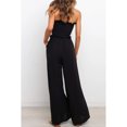 thumbnail image 4 of Mono con hombros descubiertos, cintura sin tirantes, adelgazante, cintura alta, ribete de volante, bolsillo, pierna ancha, pantalones largos para mujer, negro, M, 4 of 6