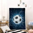 thumbnail image 4 of Soccer Blanket 3D Print Throw Blanket Soccer Ball on Water Blue Background Soft Plush Sherpa Fluffy Blankets Soccer Gifts for Kids Boys All Season Couch Bed Home Decor (Soccer,50"×60"), 4 of 6