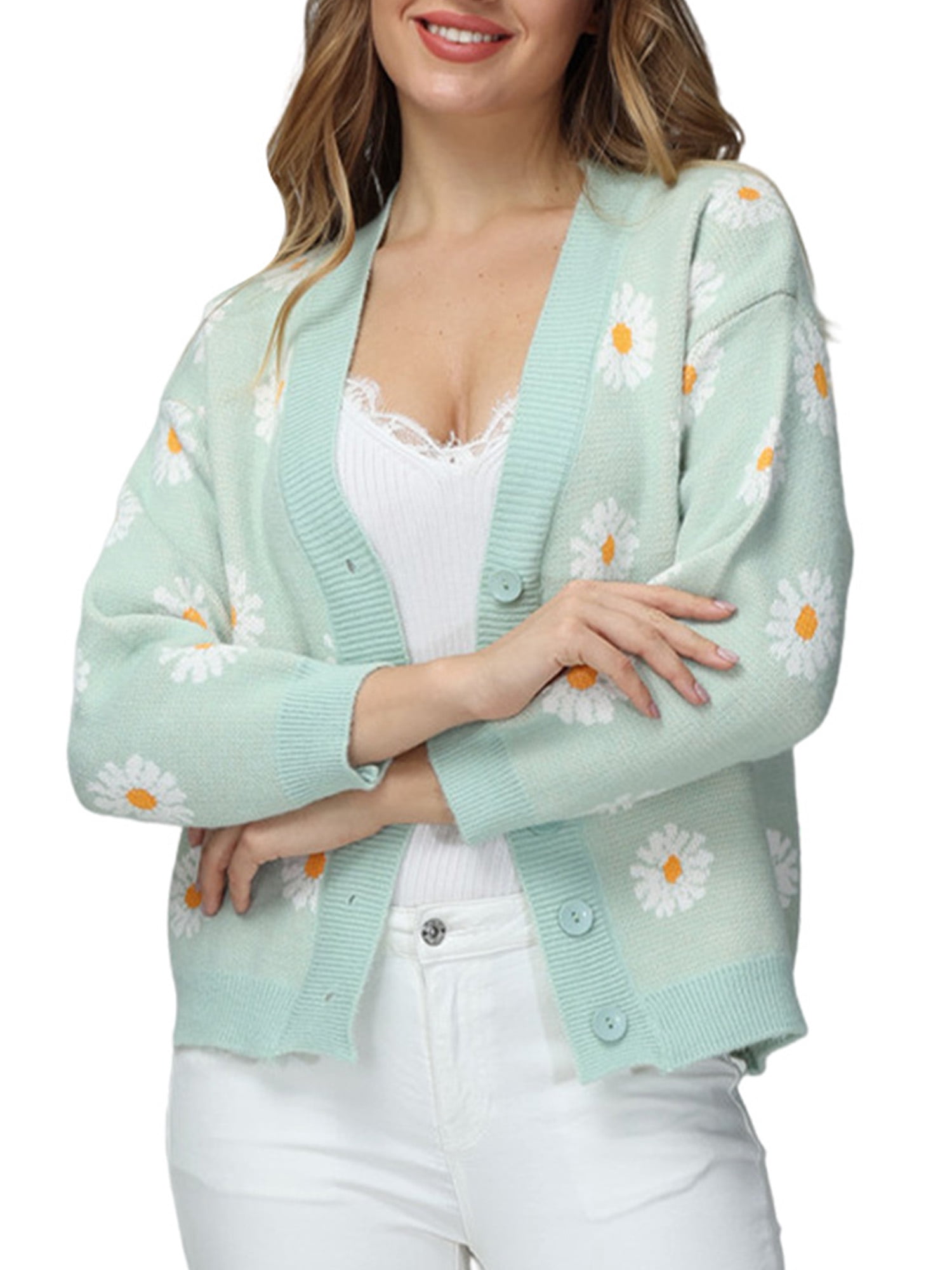 Grianlook Womens Daisy Flower Print 