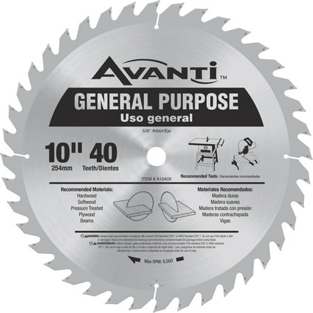 UPC: 0008925083955 | Avanti 10 In. 40-Tooth General Purpose Circular Saw Blade A1040X