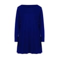 thumbnail image 4 of Capris Sleeve Nightgown for Women Round Neck Loose Fits Nightdress Comfy Casual Sleep Dress with Pockets ,Blue,XXL, 4 of 7