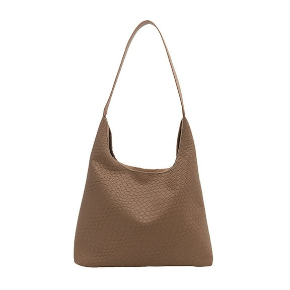 Modstep Slouchy Suede Woven Bags for Women Shoulder Tote Bag Work Purses Top Handle Satchel Handbags for Travel Winter Fall Brown