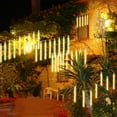 thumbnail image 4 of Christmas Lights, Meteor Shower Icicle String Lights, 18 Inches 10 Tubes 360 LED Christmas Lights Outdoor Dropping Lights, Hanging Falling Rain Lights Holiday Christmas Tree Lights, Warm White, 4 of 9