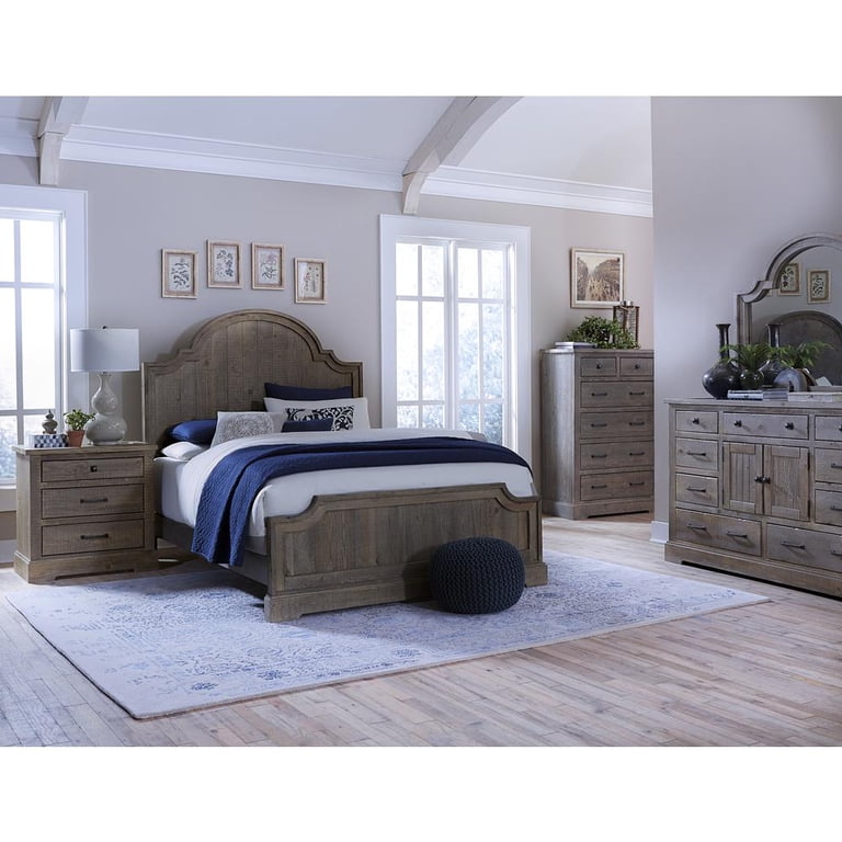 Progressive Furniture Meadow Door Dresser and Mirror in Weathered Gray