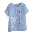 thumbnail image 2 of TaTaai Women's Everyday Casual Blouse, Linen Feel Round Neck T-Shirt, Short Sleeve Comfortable Top for All Occasions Gift, 2 of 5