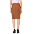 thumbnail image 3 of INSPIRE CHIC Women's Summer Skirts Faux Wrap Tie Front Knee Length Skirt Brown XS, 3 of 6