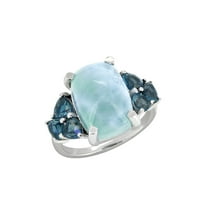 7.30 Cts. Larimar London Blue Topaz Solid 925 Sterling Silver Ring