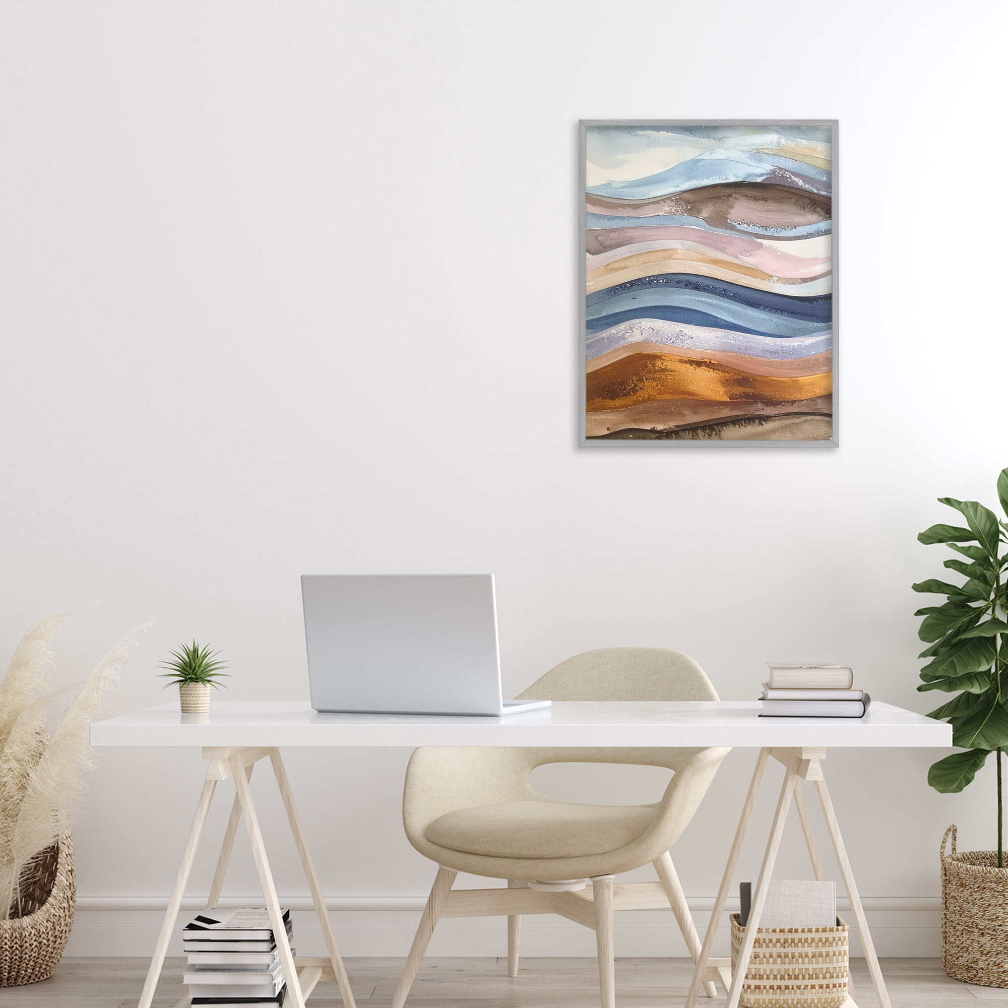 Stupell Industries Ocean Flow Layers Gray Framed Giclee Art, design by Alonza Saunders