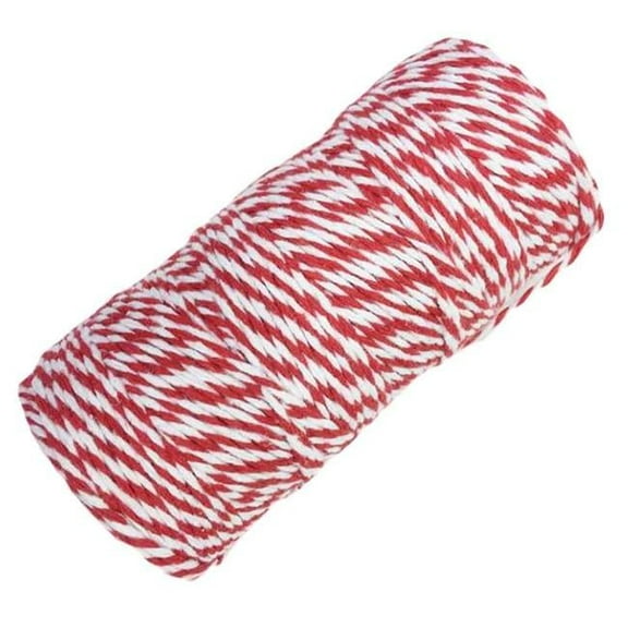 328 ft. 1 mm Cotton DIY Decorative Rope Packing Twine, Red & White - 2 Piece
