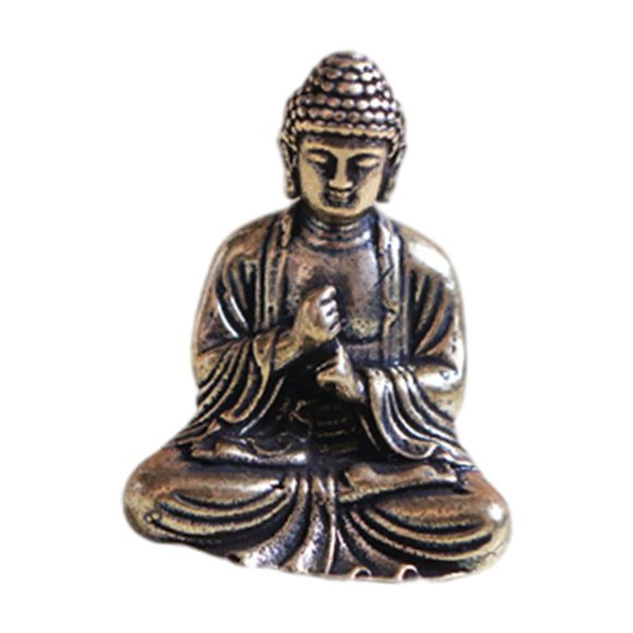 Mini estatua de Buda Tathagata de latón, recuerdo de escritorio, decoración para jardín de hadas 24x29 cm