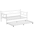thumbnail image 1 of Bingirl Lit de Jour en Métal Format Simple avec Tiroir-Lit, Base de Matelas Plateforme Canapé-Lit avec Roulettes Verrouillables, Lattes en Métal Robustes pour Salon, Chambre, Chambre d'Amis en Blanc, 1 of 7
