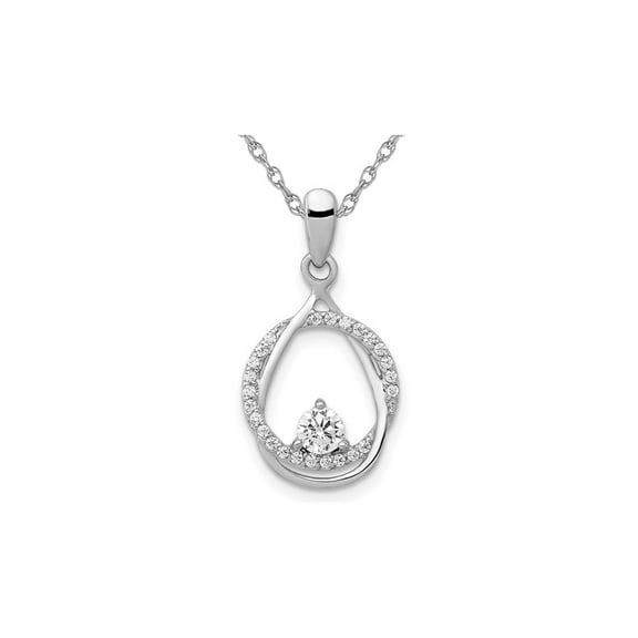 1/3 Carat (Ctw H-I, I1-I2) Lab-Grown Diamond Drop Necklace in 14K White Gold with Chain for Women