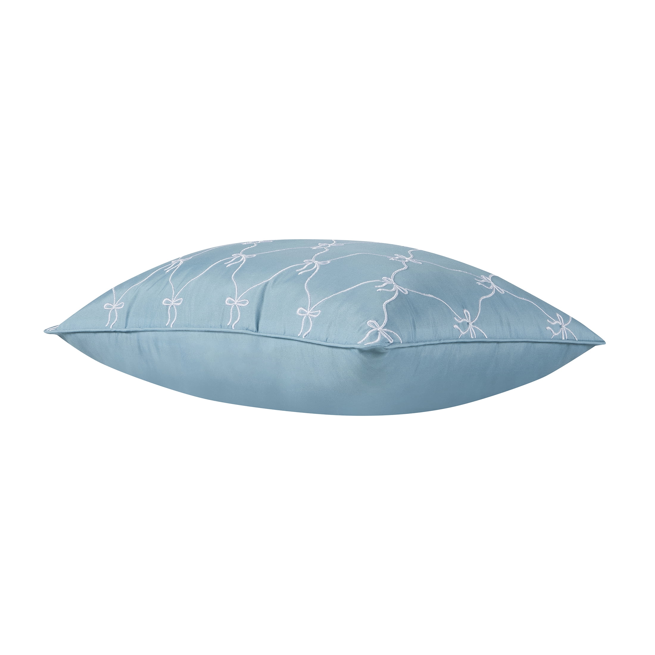 Home Decor Collection 14" x 20" Blue Bow Embroidered Decorative Pillow