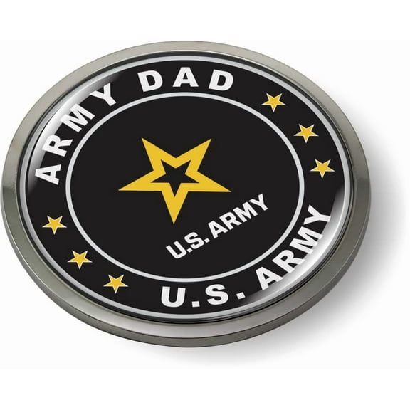 BestLicensePlateFrames - U.S. Army Dad 3D Domed CAR Emblem Badge Sticker Chrome Metal Bezel - Official U.S. Army Licensed Product