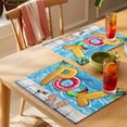 thumbnail image 4 of Blue Summer Pool Placemats Set of 8 Watermelon Swimming Ring Slippers Place Mats Indoor Wipeable Table Mats Washable Cloth Dining Table Placemats for Kitchen Holiday Party Home Decor 13x19 Inch, 4 of 9